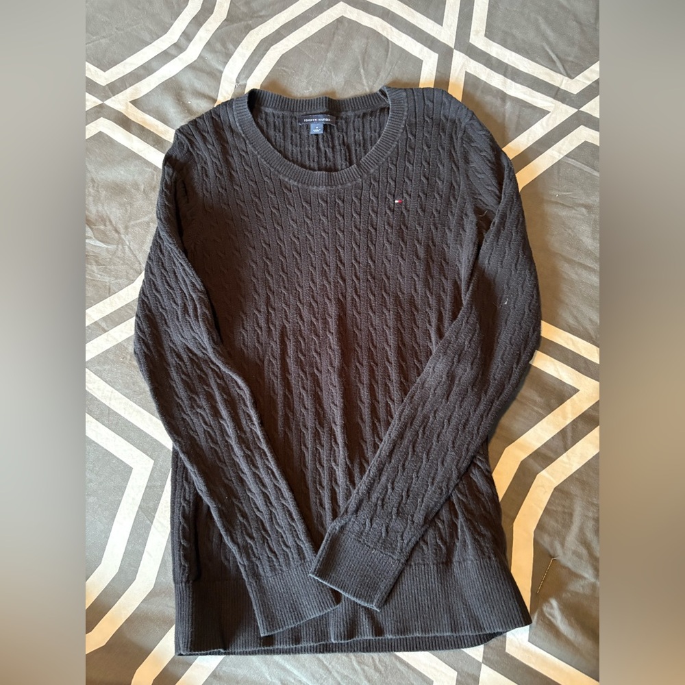 Black Tommy Hilfiger Cable Knit Sweater
